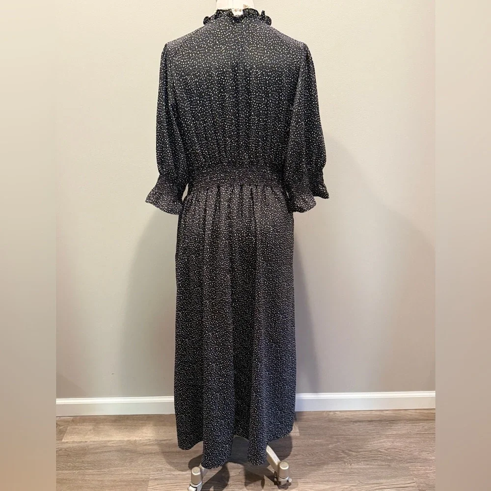 MELLODAY Black and White Confetti Heart Long Sleeve Midi Dress - Picture 2 of 5